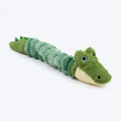 HUFT Slinky Gator Squeaky Plush Toy For Dog - Green