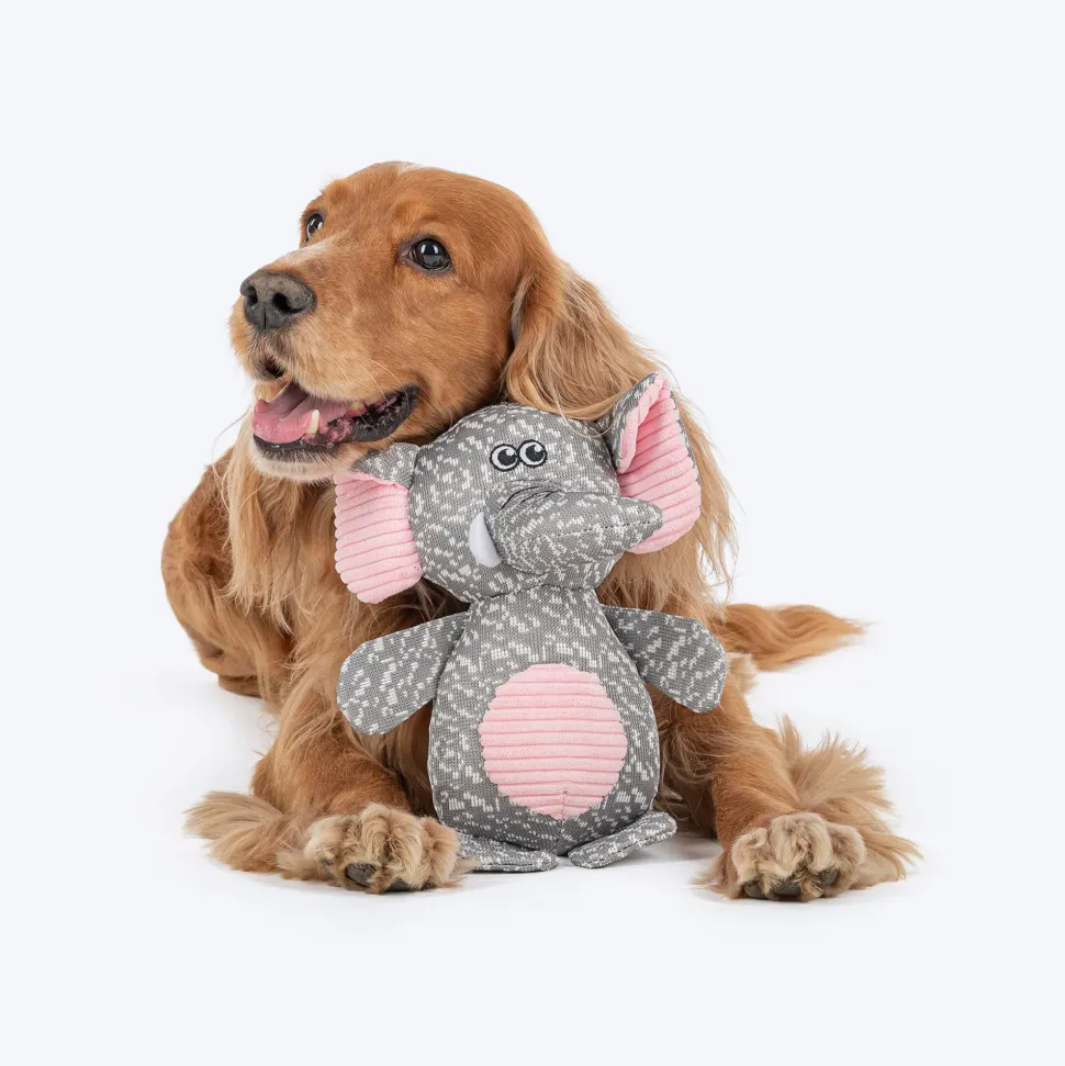 HUFT Squeaky Snugglephant Plush Toy For Dog - Grey