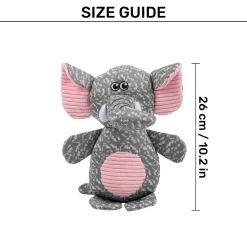 HUFT Squeaky Snugglephant Plush Toy For Dog - Grey