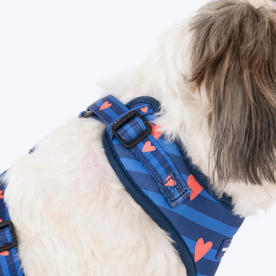 HUFT Striped Love Adjustable Harness For Dog - Navy