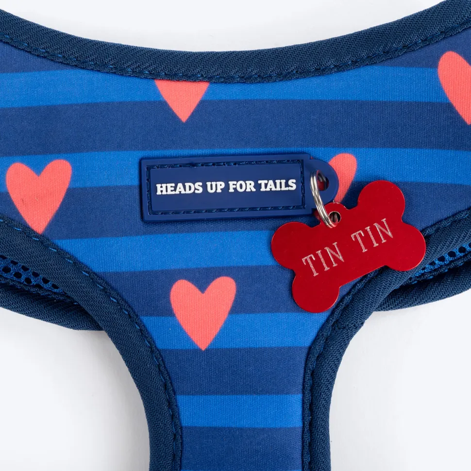 HUFT Striped Love Adjustable Harness For Dog - Navy