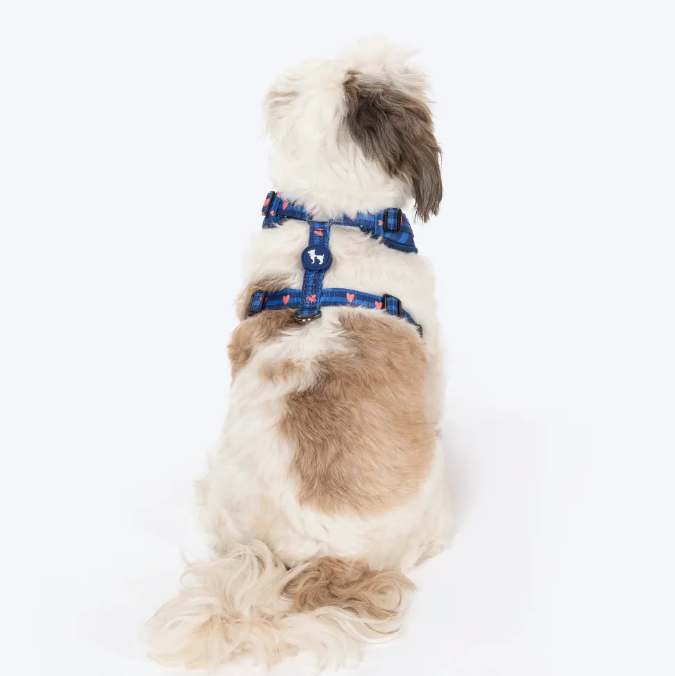 HUFT Striped Love Adjustable Harness For Dog - Navy