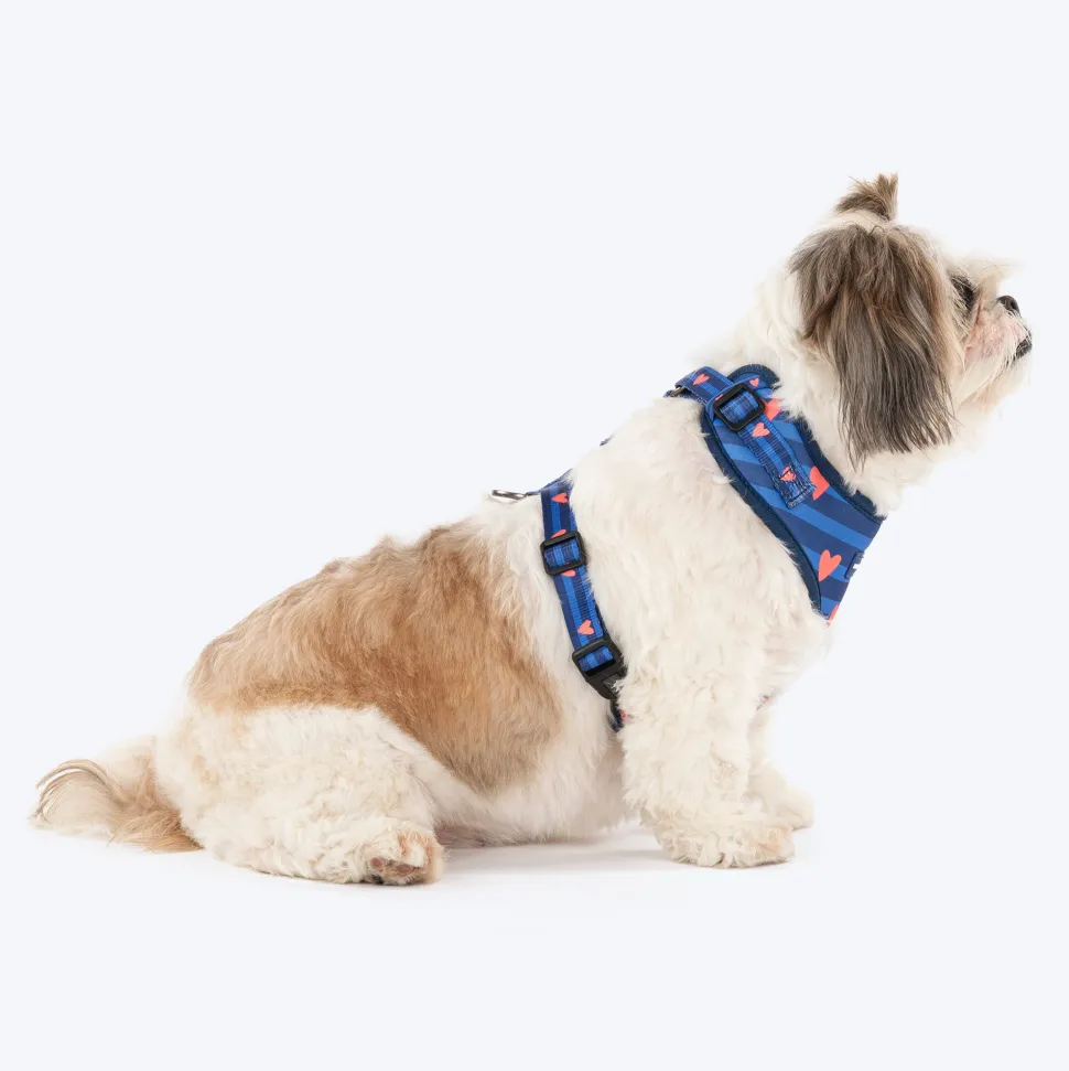 HUFT Striped Love Adjustable Harness For Dog - Navy