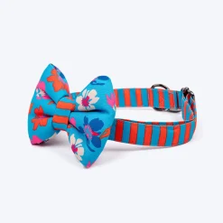 HUFT Summer Bloom Bow Tie With Collar For Dog - Blue