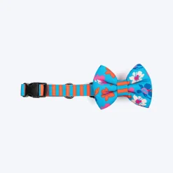 HUFT Summer Bloom Bow Tie With Collar For Dog - Blue