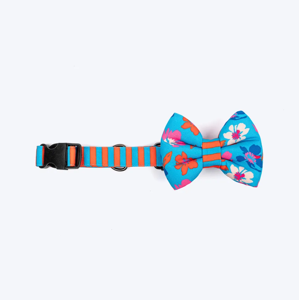 HUFT Summer Bloom Bow Tie With Collar For Dog - Blue