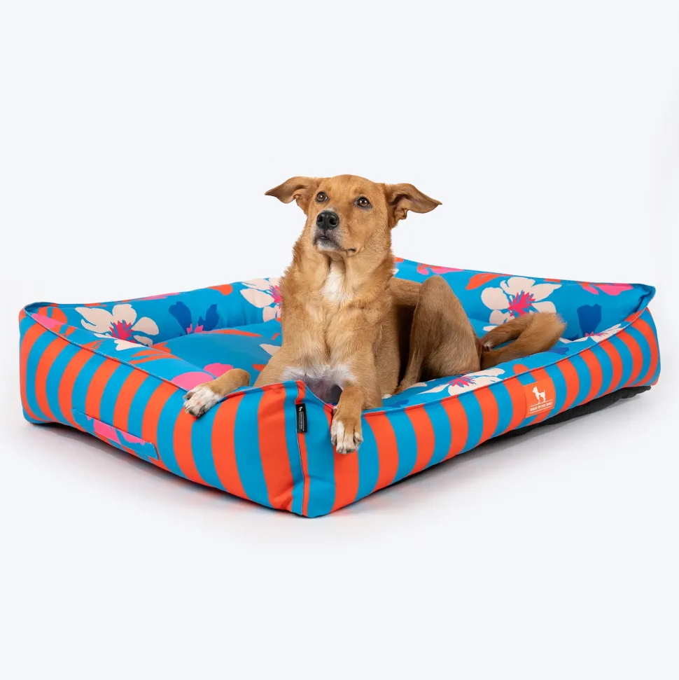 HUFT Summer Bloom Lounger Bed For Dog - Blue