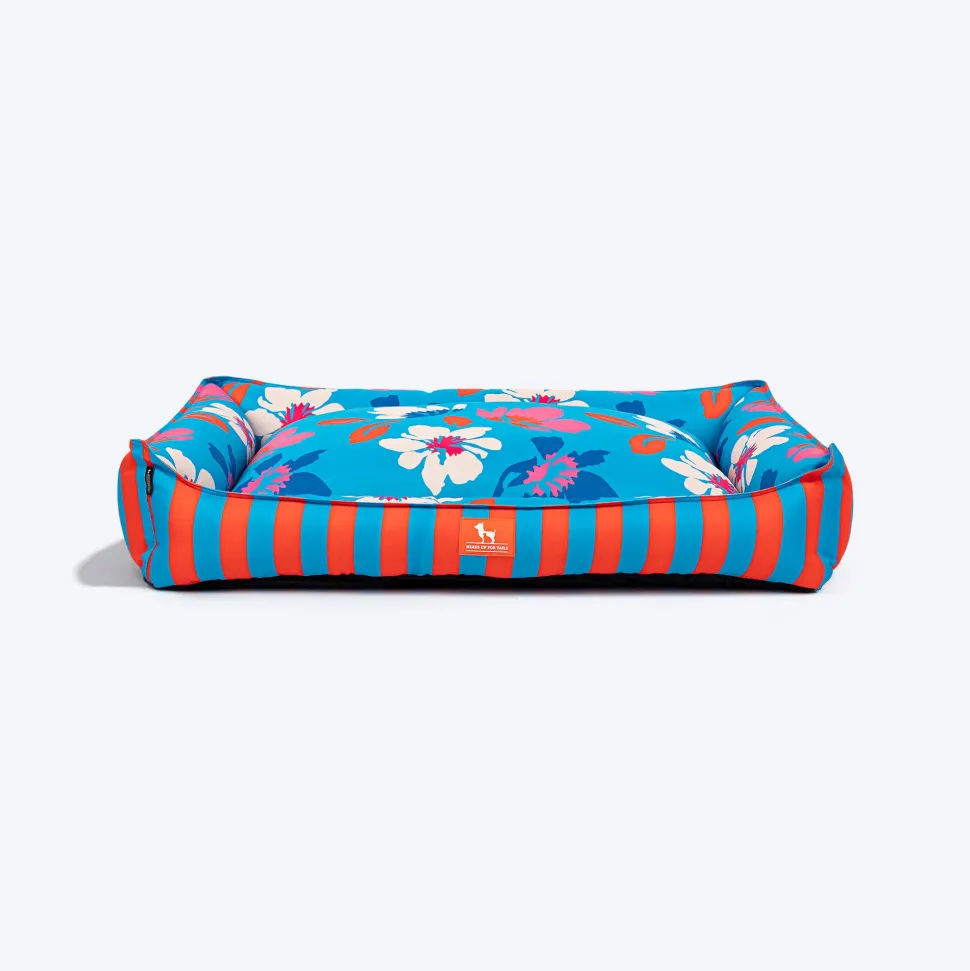 HUFT Summer Bloom Lounger Bed For Dog - Blue