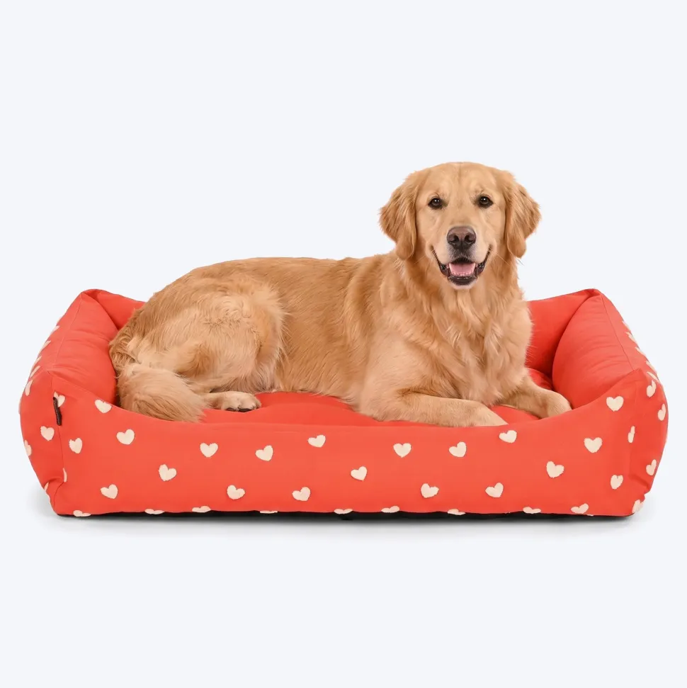HUFT Sweethearts Lounger Bed For Dog - Red