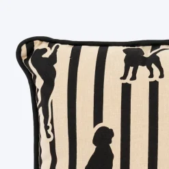 HUFT Tails & Trails Printed Cushion For Pet Lovers - Beige & Black