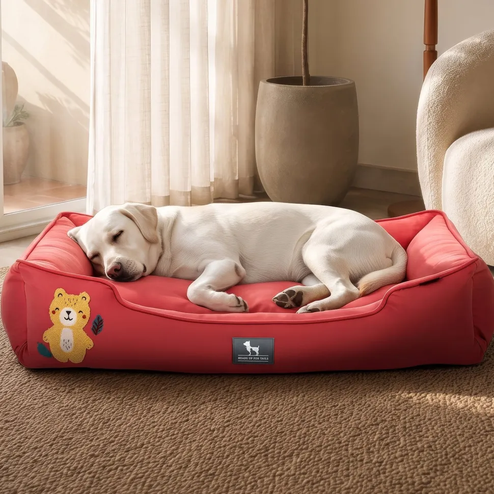 HUFT Teddy Classic Lounger Bed For Dog - Red