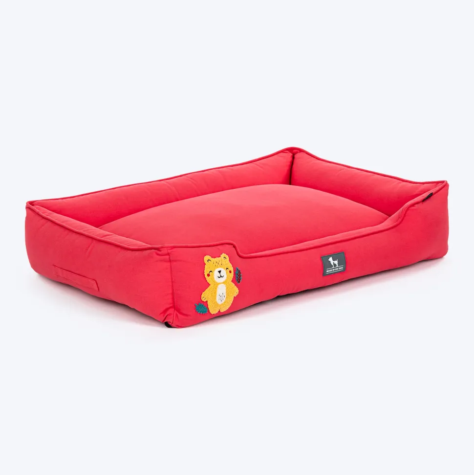HUFT Teddy Classic Lounger Bed For Dog - Red