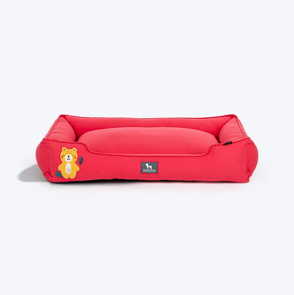 HUFT Teddy Classic Lounger Bed For Dog - Red