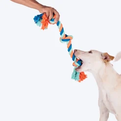 HUFT Tuggables 3 Knots Rope Toy For Dog - Blue & Orange