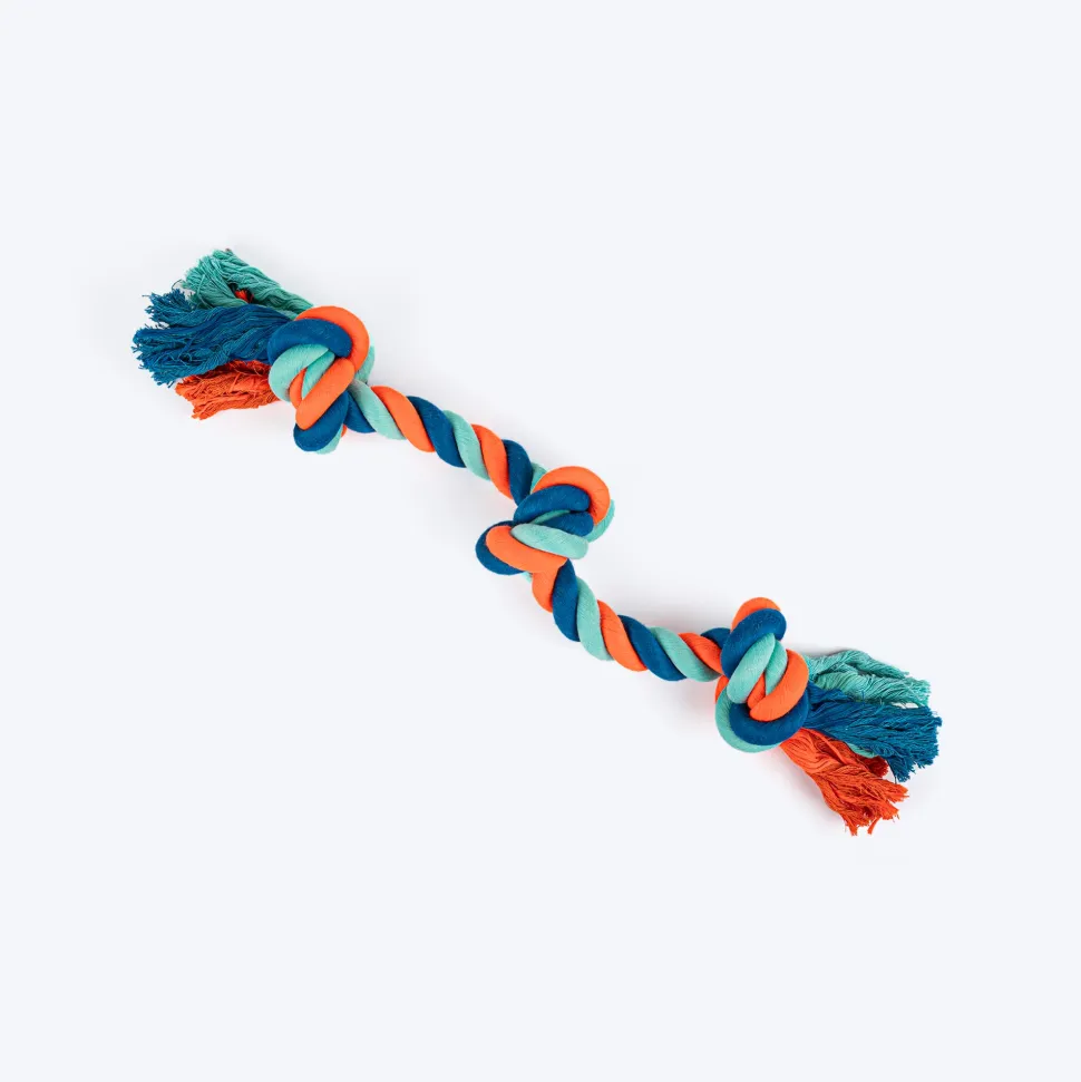 HUFT Tuggables 3 Knots Rope Toy For Dog - Blue & Orange