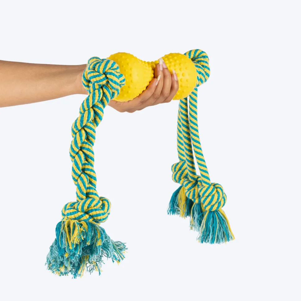 HUFT Tuggables Silly Strings Rope Toy For Dog - Blue & Yellow