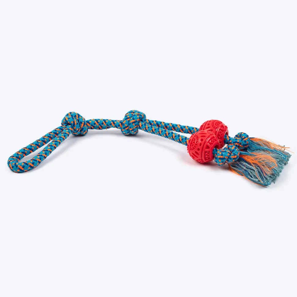 HUFT Tuggables Twin Tossers Rope Toy For Dog - Blue & Red