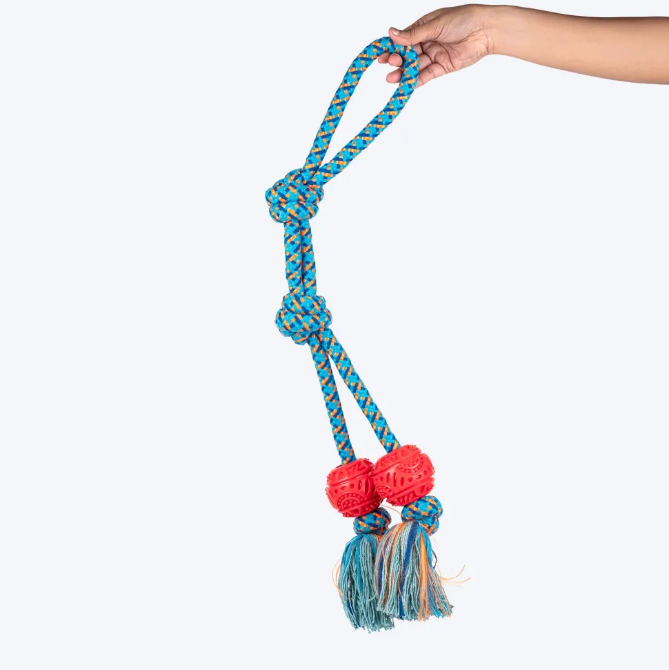 HUFT Tuggables Twin Tossers Rope Toy For Dog - Blue & Red