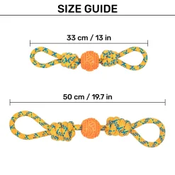 HUFT Tuggables Twisted Tug & Ball Rope Toy For Dog - Yellow & Orange