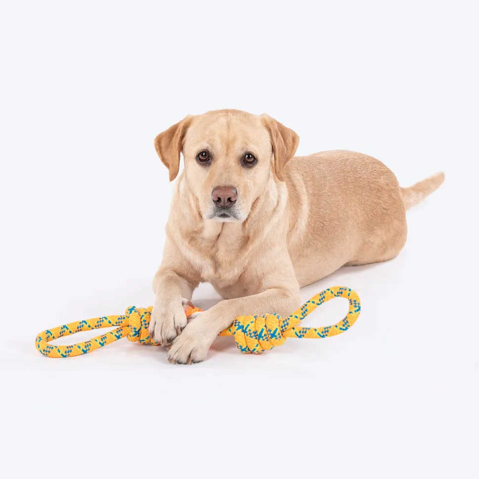 HUFT Tuggables Twisted Tug & Ball Rope Toy For Dog - Yellow & Orange