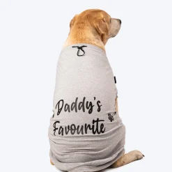HUFT Twinning - Daddy Favourite T-Shirt For Dogs - Grey with Black Print