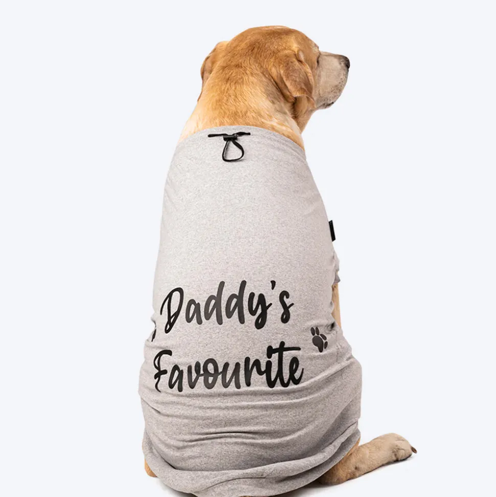 HUFT Twinning - Daddy Favourite T-Shirt For Dogs - Grey with Black Print
