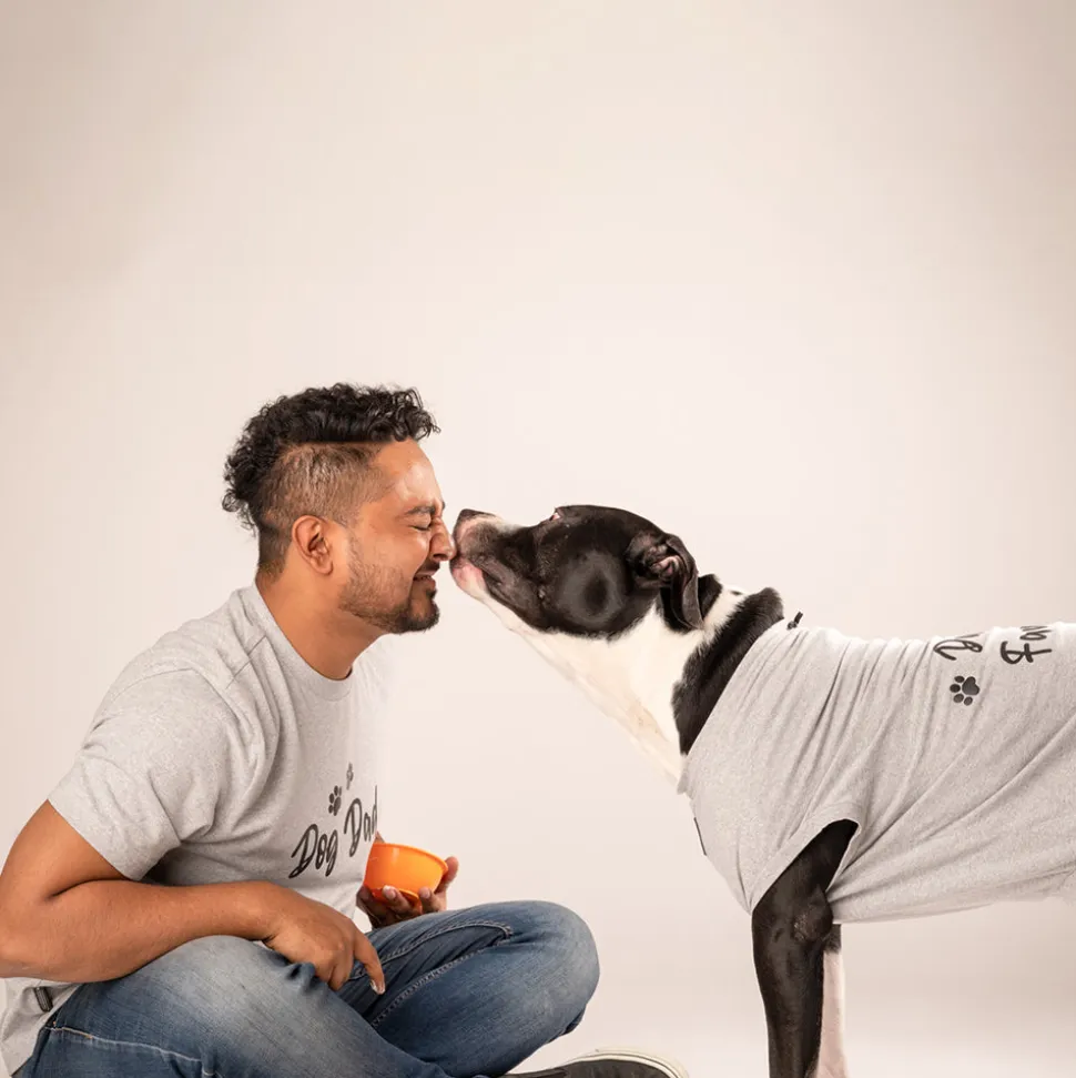 HUFT Twinning - Daddy Favourite T-Shirt For Dogs - Grey with Black Print