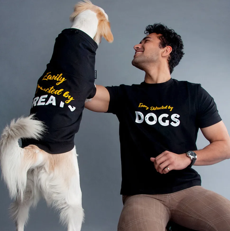 HUFT Twinning - Easily Distracted T-Shirt For Dogs - Black