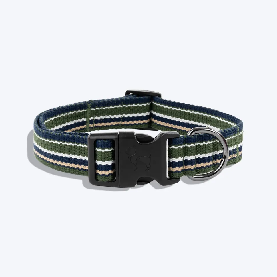 HUFT Vintage Dog Collar - Navy Blue & Green