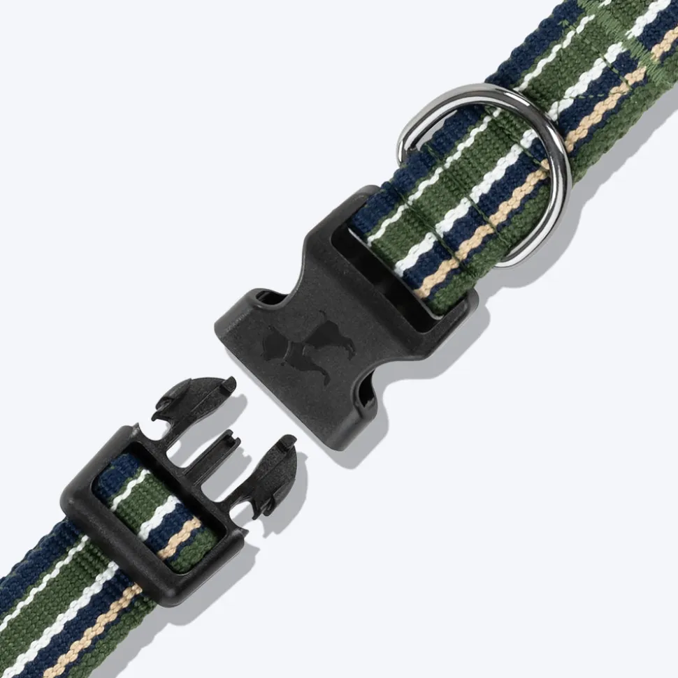 HUFT Vintage Dog Collar - Navy Blue & Green