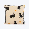 HUFT Whisker Love Printed Cushion For Pet Lovers - Beige & Black