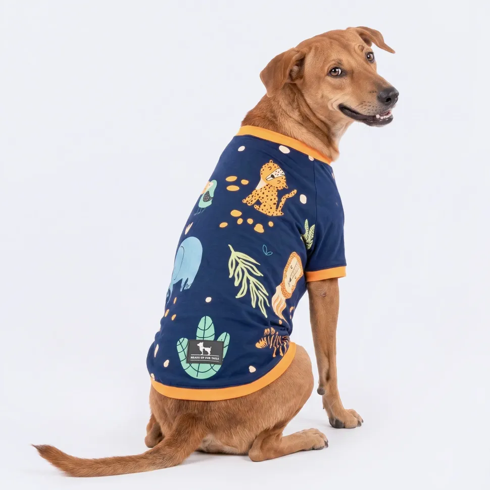 HUFT Wild One Printed T-Shirt For Dog - Navy Blue
