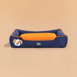 HUFT Woofie Classic Lounger Bed For Dog - Blue & Orange