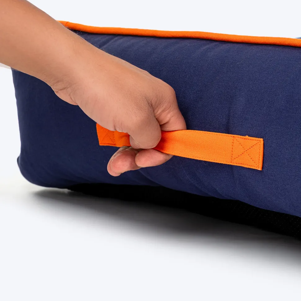 HUFT Woofie Classic Lounger Bed For Dog - Blue & Orange