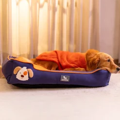 HUFT Woofie Classic Lounger Bed For Dog - Blue & Orange