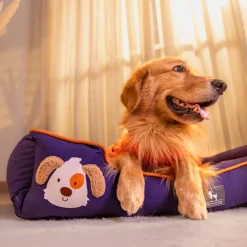 HUFT Woofie Classic Lounger Bed For Dog - Blue & Orange