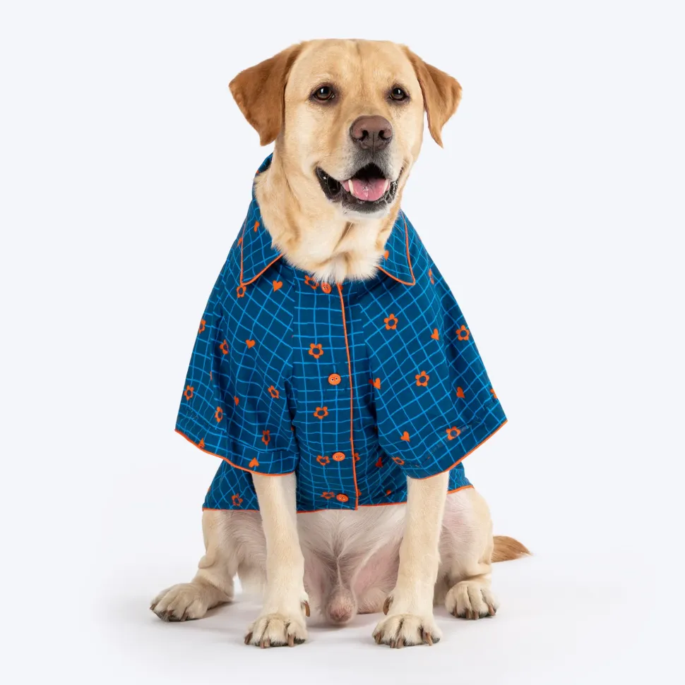 HUFT X Pinklay Hearts In Bloom Shirt For Dog - Blue & Orange