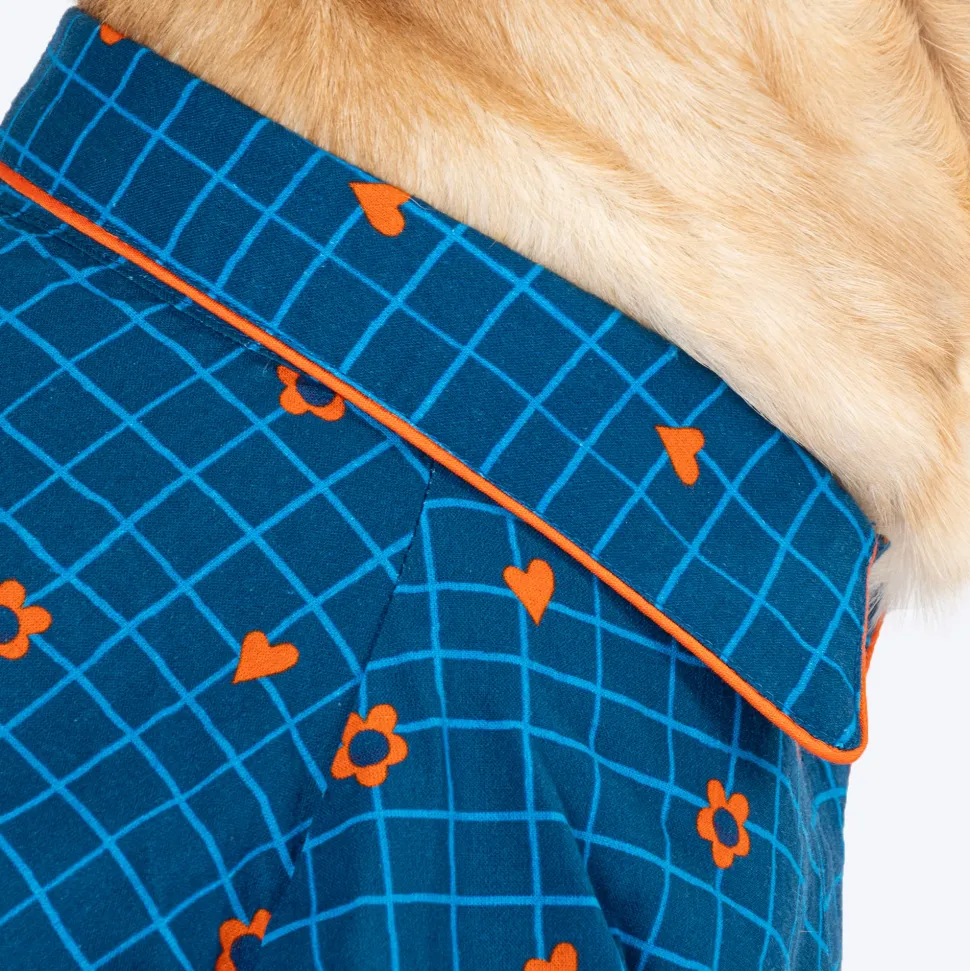HUFT X Pinklay Hearts In Bloom Shirt For Dog - Blue & Orange