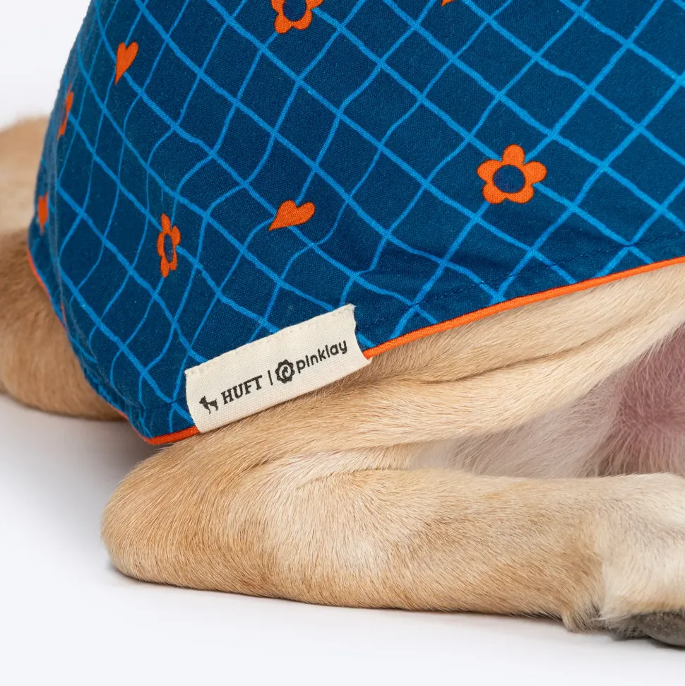 HUFT X Pinklay Hearts In Bloom Shirt For Dog - Blue & Orange