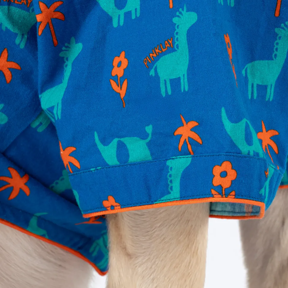 HUFT X Pinklay Jungle Joyride Shirt For Dog - Blue & Orange