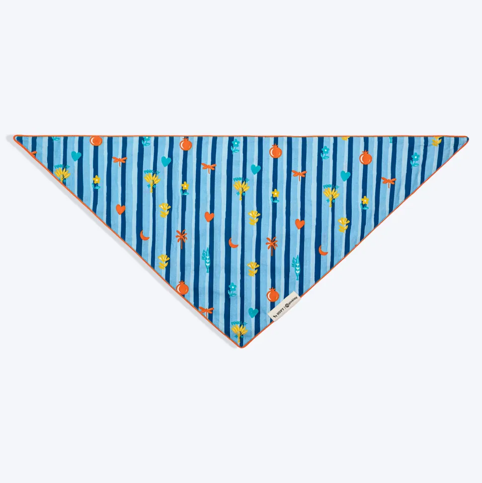 HUFT X Pinklay Strut In Stripes Knot Bandana For Dog - Blue & Orange