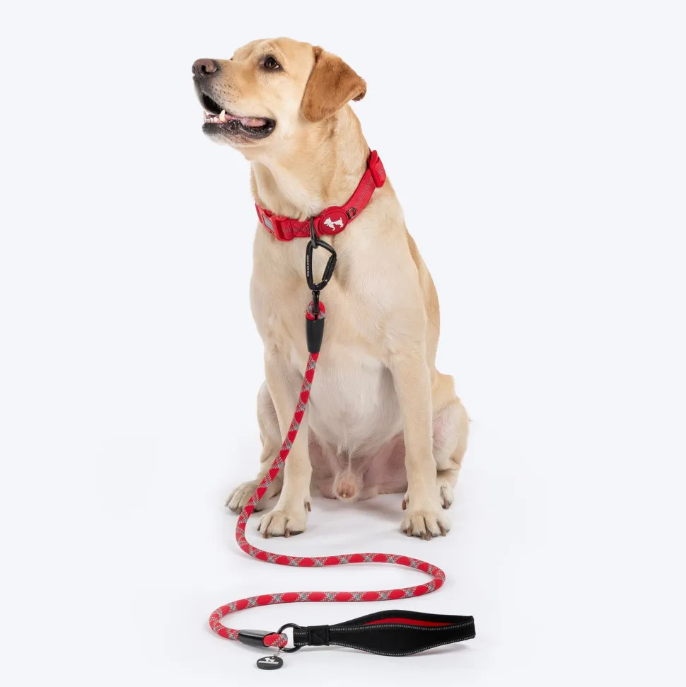 HUFT Xplorers Rope Leash With Carabiner For Dog - Red - 5 ft