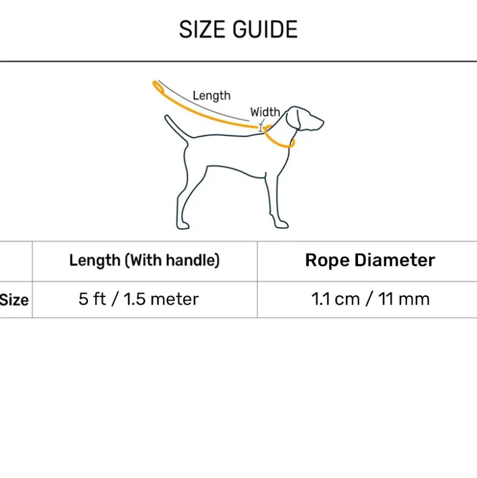 HUFT Xplorers Rope Leash With Carabiner For Dog - Red - 5 ft