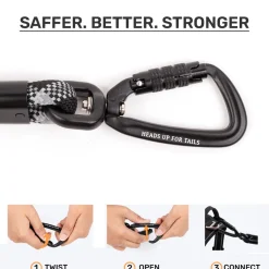 HUFT Xplorers Rope Leash With Carabiner For Dog - Black - 5 ft