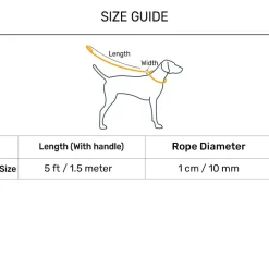HUFT Xplorers Rope Leash With Carabiner For Dog - Grey - 5 ft