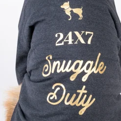 HUFT 24x7 Snuggle Duty Foil Print Pet Sweatshirt - Grey Melange