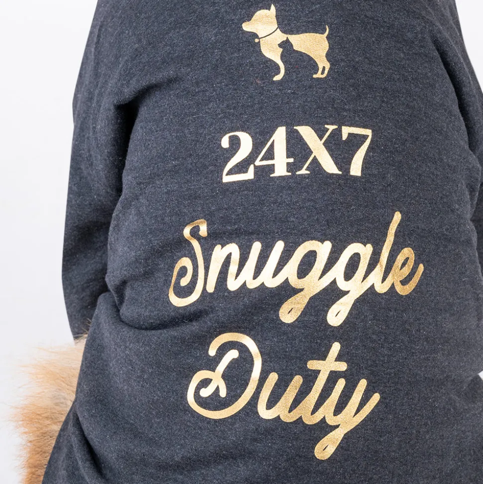 HUFT 24x7 Snuggle Duty Foil Print Pet Sweatshirt - Grey Melange