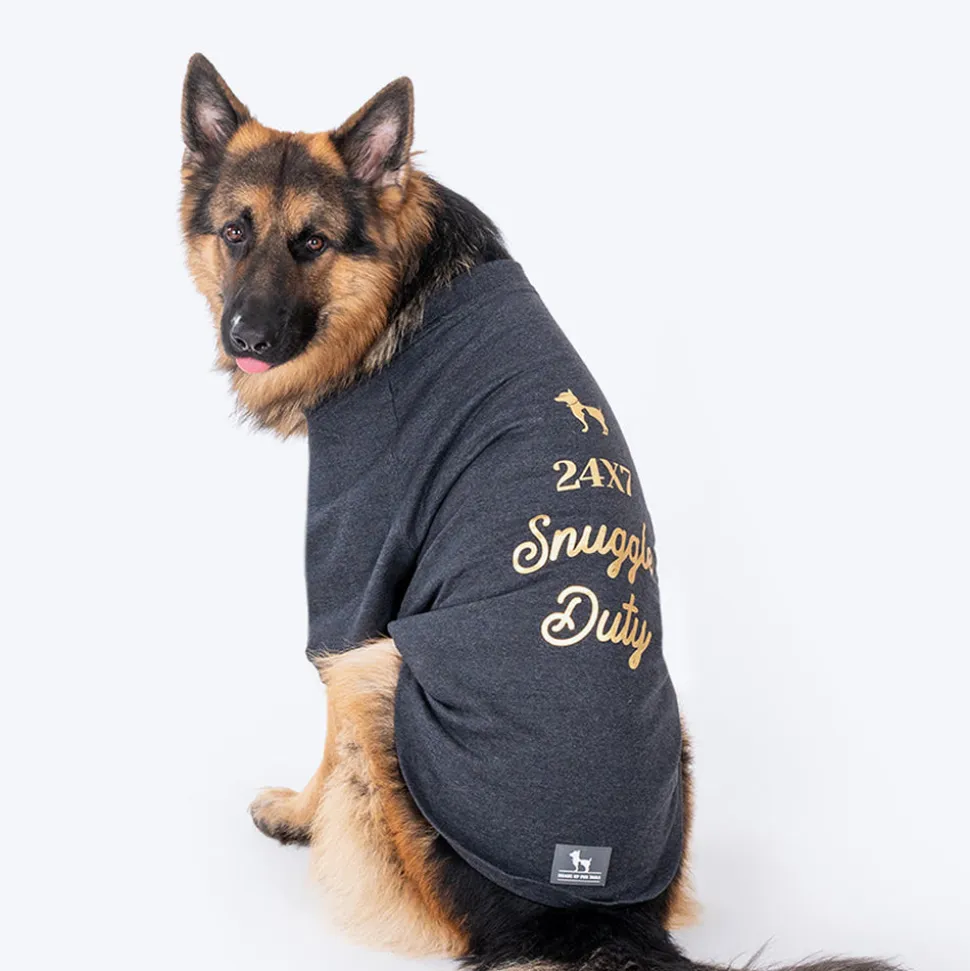 HUFT 24x7 Snuggle Duty Foil Print Pet Sweatshirt - Grey Melange