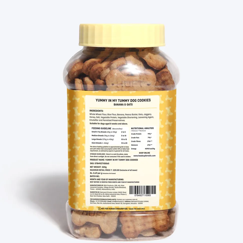 HUFT Yummy In My Tummy Banana & Oats Vegetarian Dog Biscuits - 800 gm