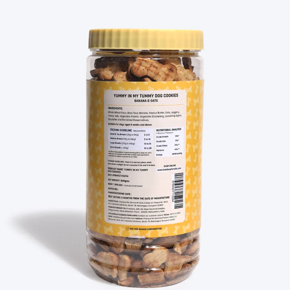 HUFT Yummy In My Tummy Banana & Oats Vegetarian Dog Biscuits - 800 gm